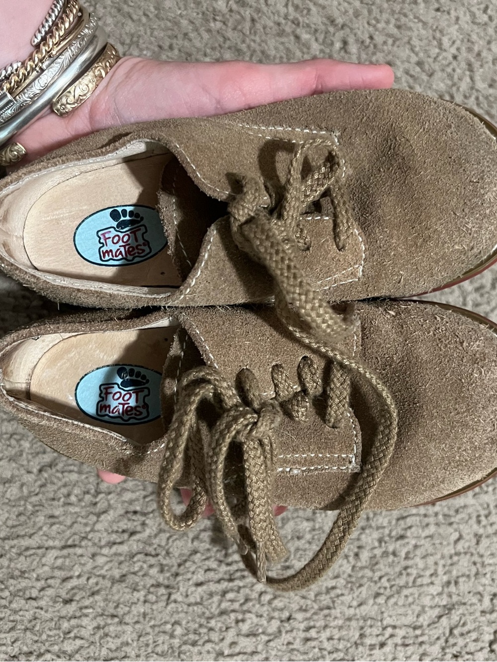 FootMates Tan Suede Lace-Up Kids Dress Shoes